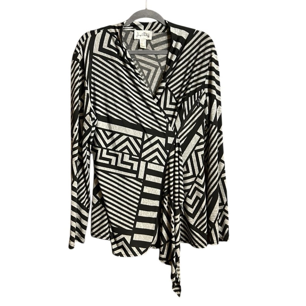 Joseph Ribkoff Geometric Black & Silver/Gray Top Size 16 - Picture 2 of 9